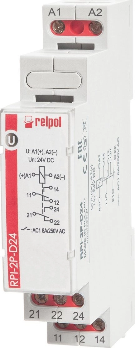 Relpol Electromagnetic relay 2P 8A 24VAC