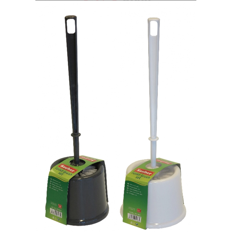 SAUBER Toilet brush with holder grey/white