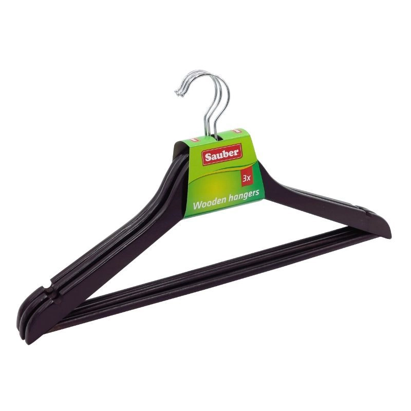 SAUBER Treble hangers 3pcs wooden dark