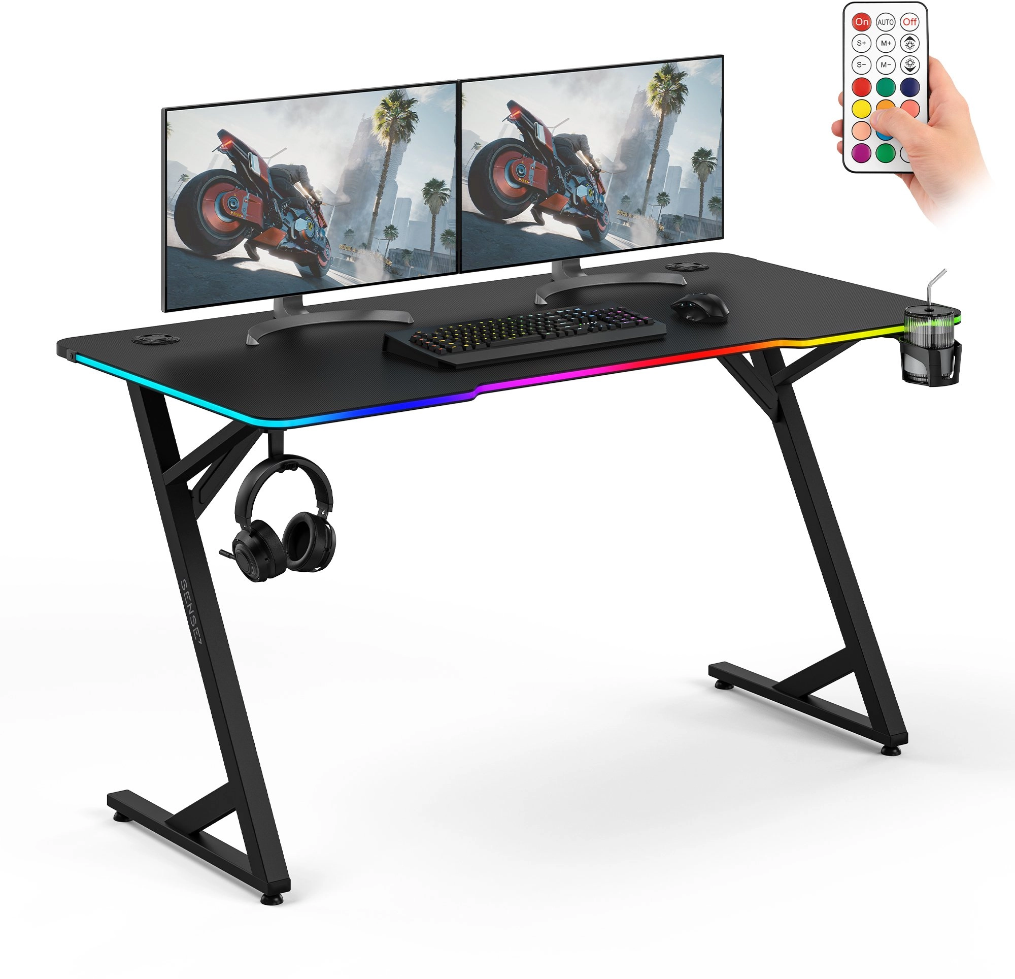 SENSE7 VOLT RGB desk black 140x70