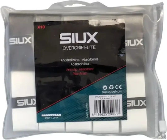 SIUX Elite Black/White overgripi 10 gab