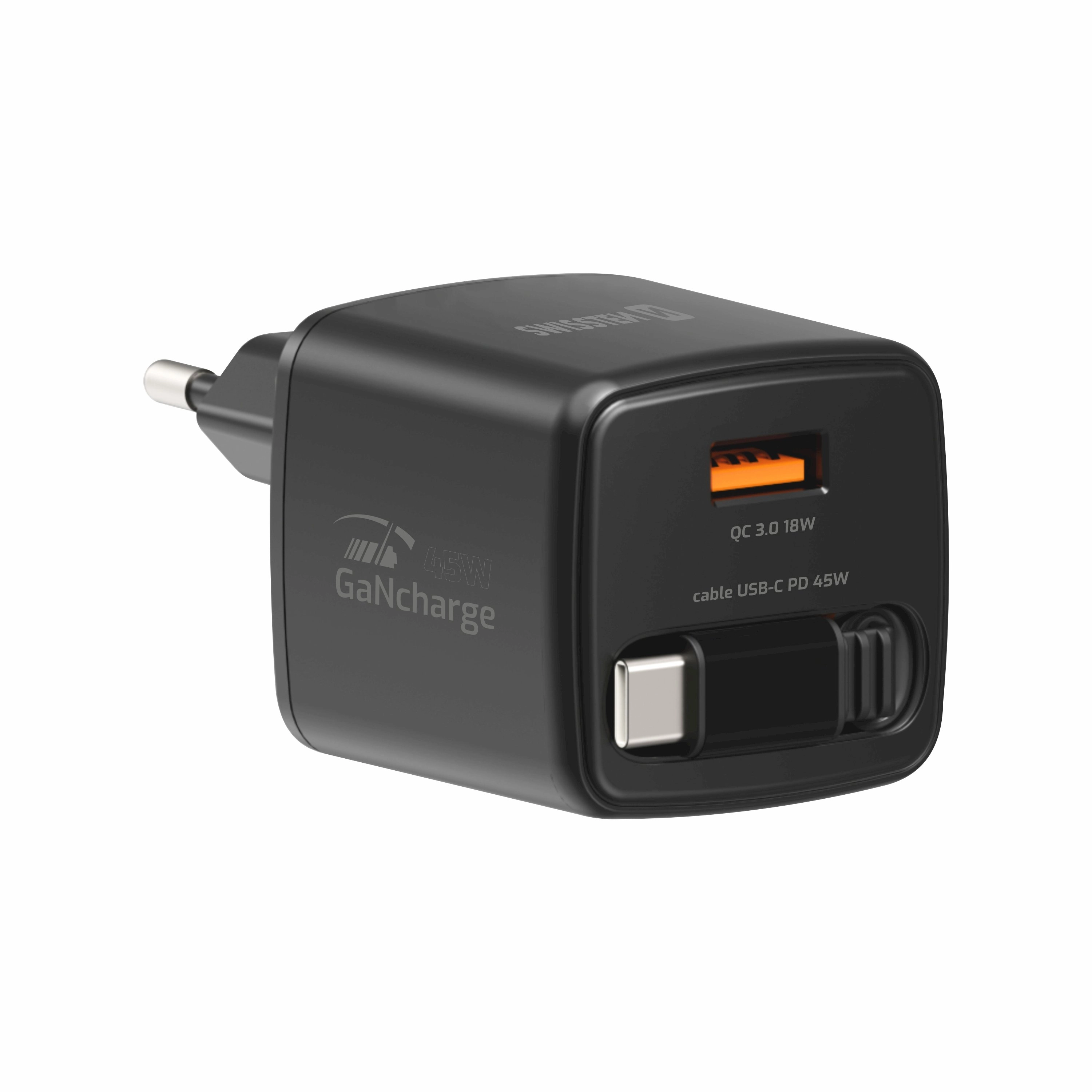 Swissten SlideCHARGE Power Charger GaN 45W