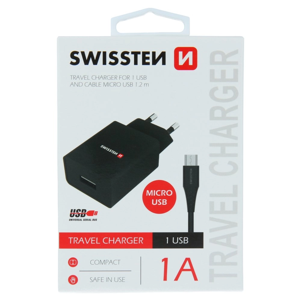 Swissten charger 1x USB-A 1 A