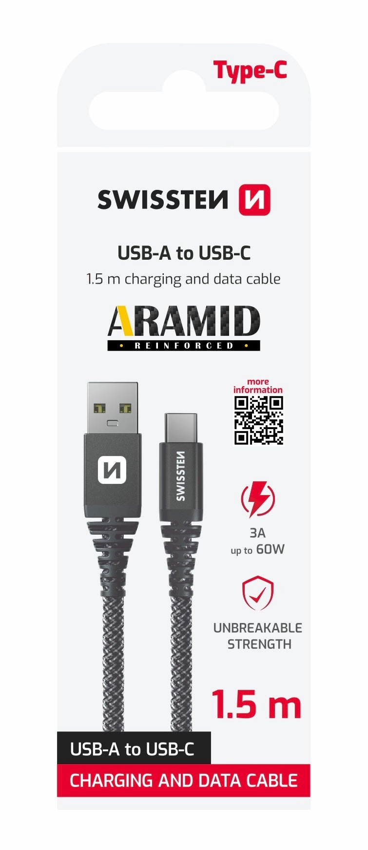 Swissten Kevlar Kabelis USB / USB-C