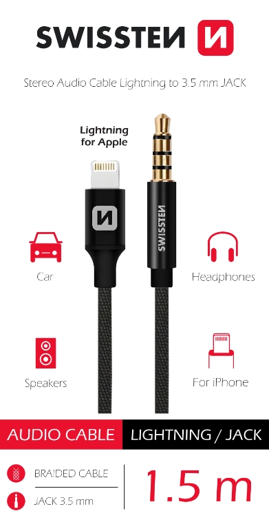 Swissten Textile Audio Adapter Lightning /