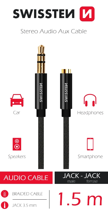 Swissten Textile Audio Cable 3 5