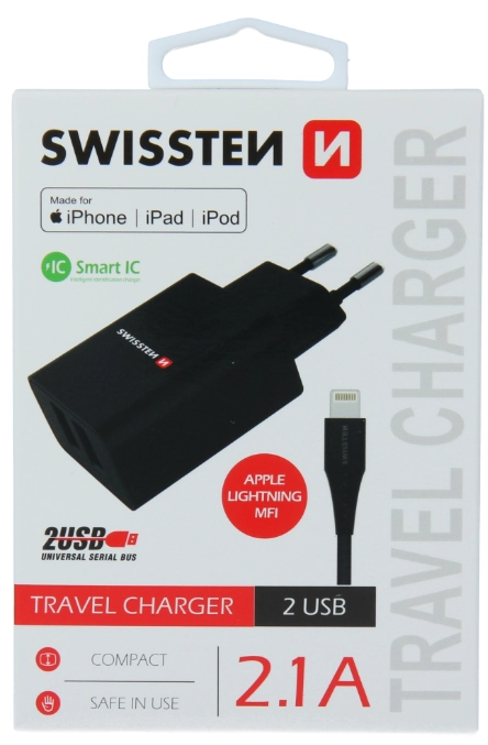 Swissten Smart IC Travel Charger 2x