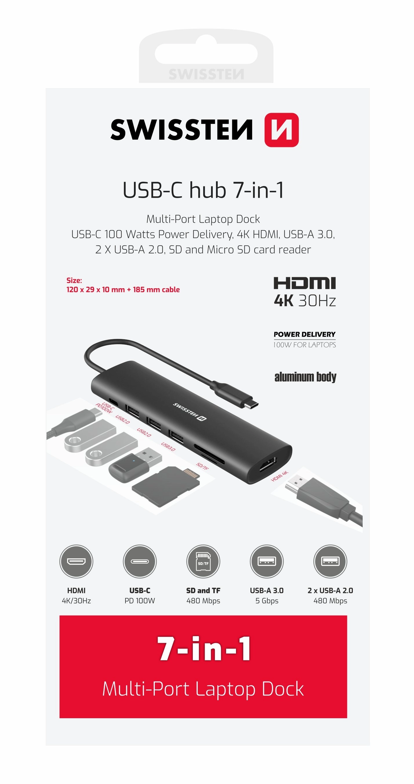 Swissten Multi-port laptop docking station USB-C