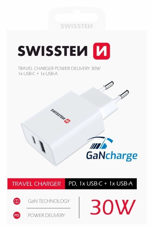 Swissten GaN Travel Charger PD 30W