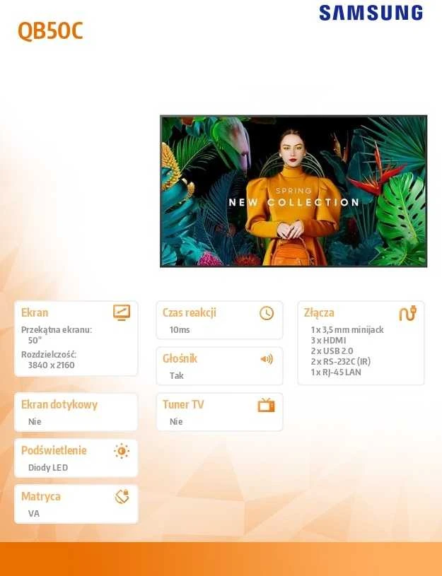 Monitorius DISPLAY LCD 55" QB50C/LH50QBCEBGCXEN SAMSUNG