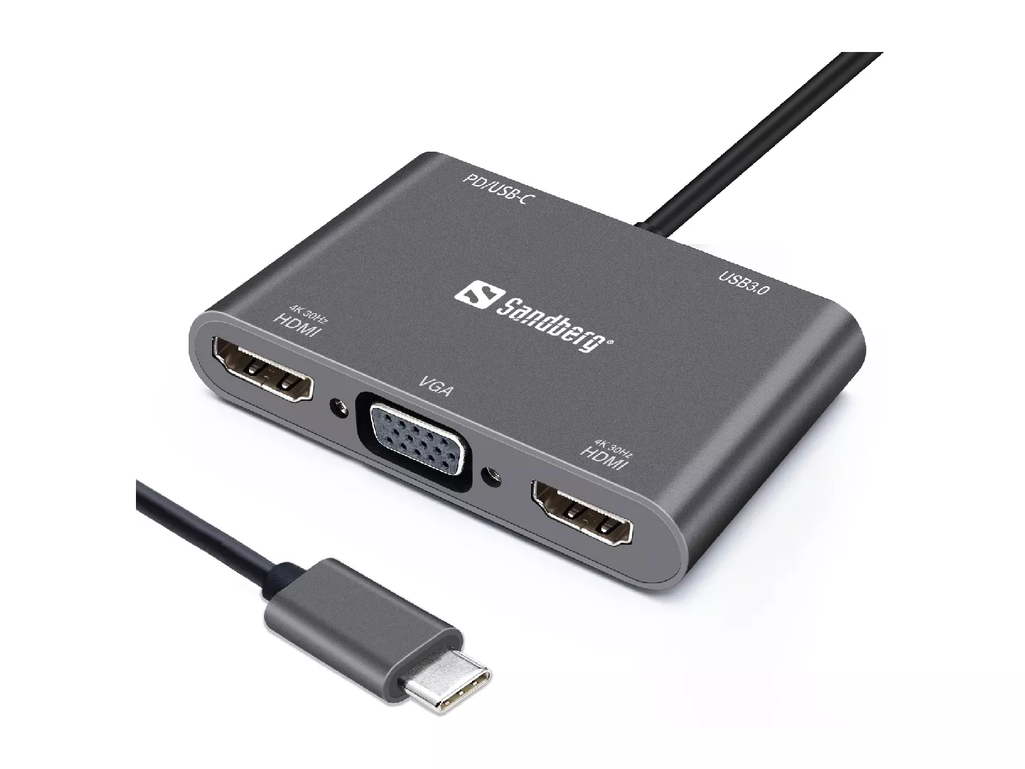 Sandberg USB-C Dock 2xHDMI+1xVGA+USB+PD 136-35 T-MLX54800