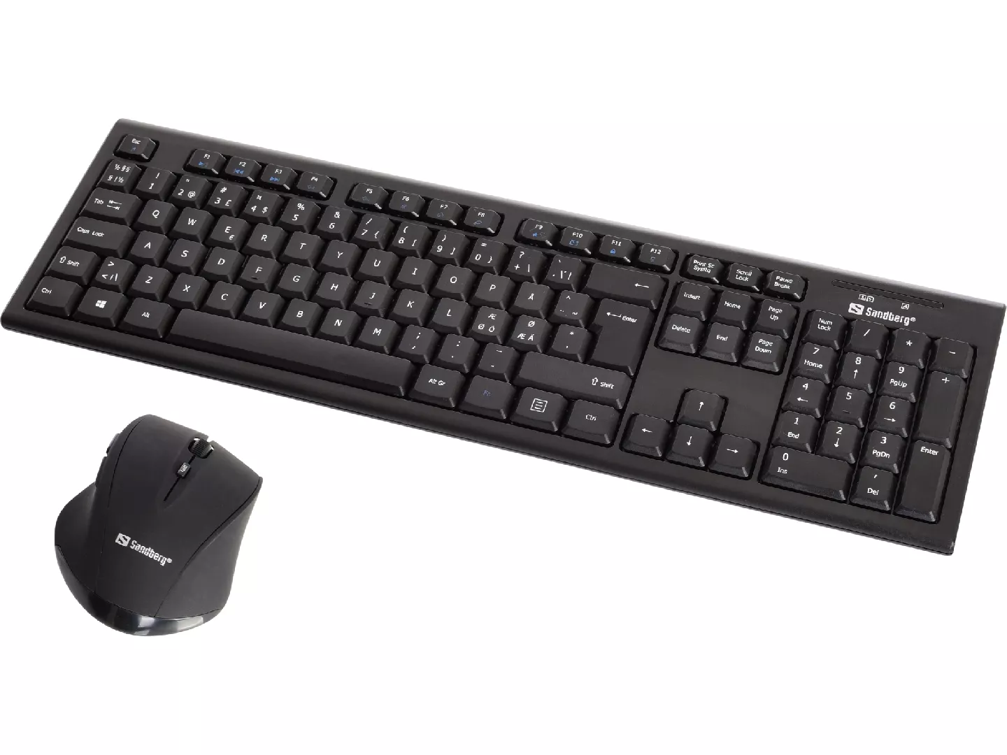 Sandberg 631-20 tastatūra Pele iekļauta Birojs RF Bezvadu QWERTY Ziemeļvalstu Melns