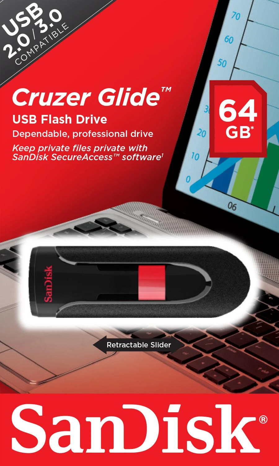 64 GB SANDISK CRUZER Glide USB2