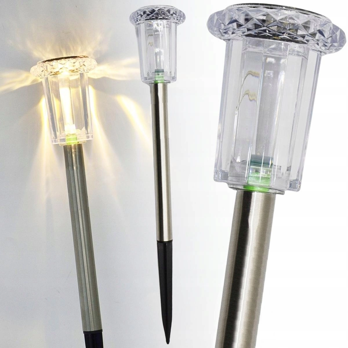 LAMPA SOLARNA KRYSZTAŁ INOX 5 5x33CM