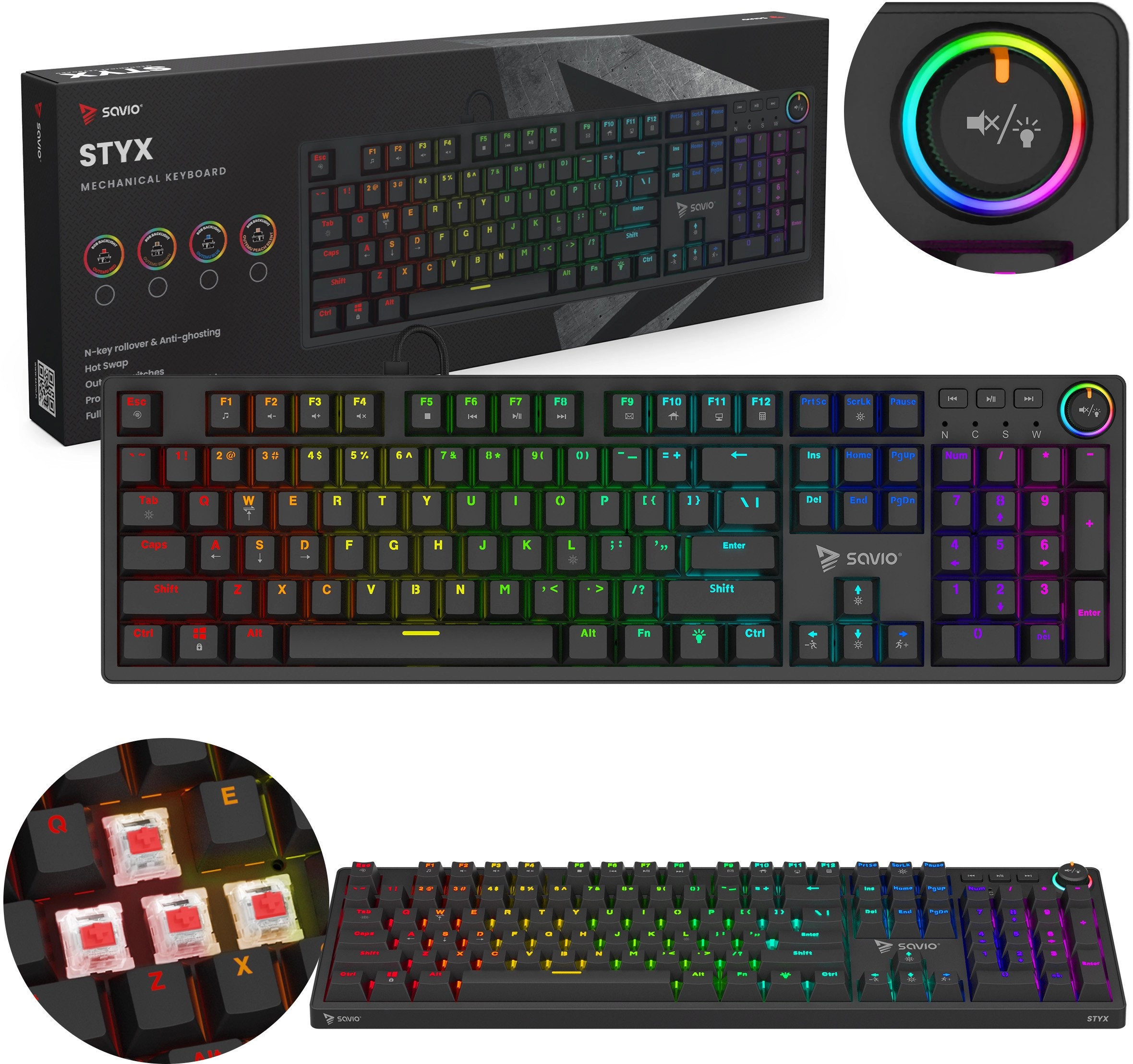 SAVIO STYX Klawiatura mechaniczna Outemu Red