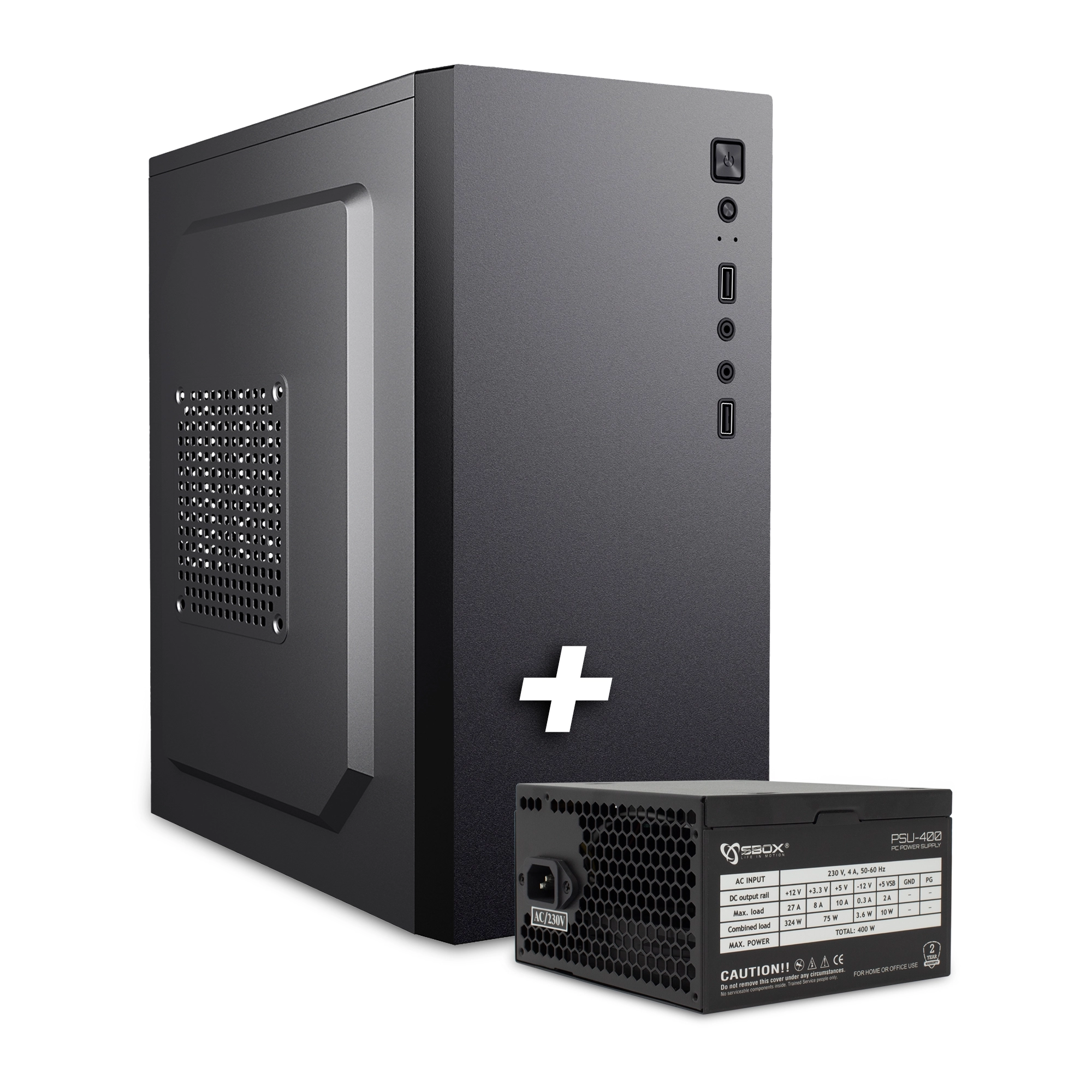 Sbox PCC-12 MicroATX + PSU-400 T-MLX59994