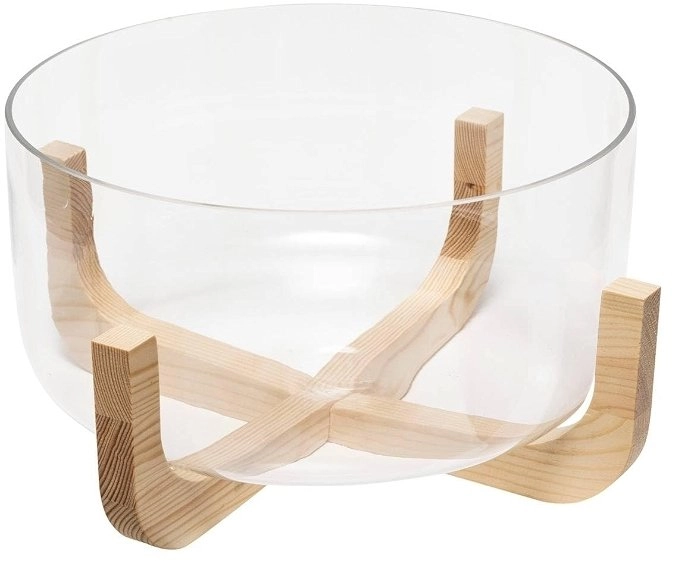 ARHA glass salad bowl with wooden
