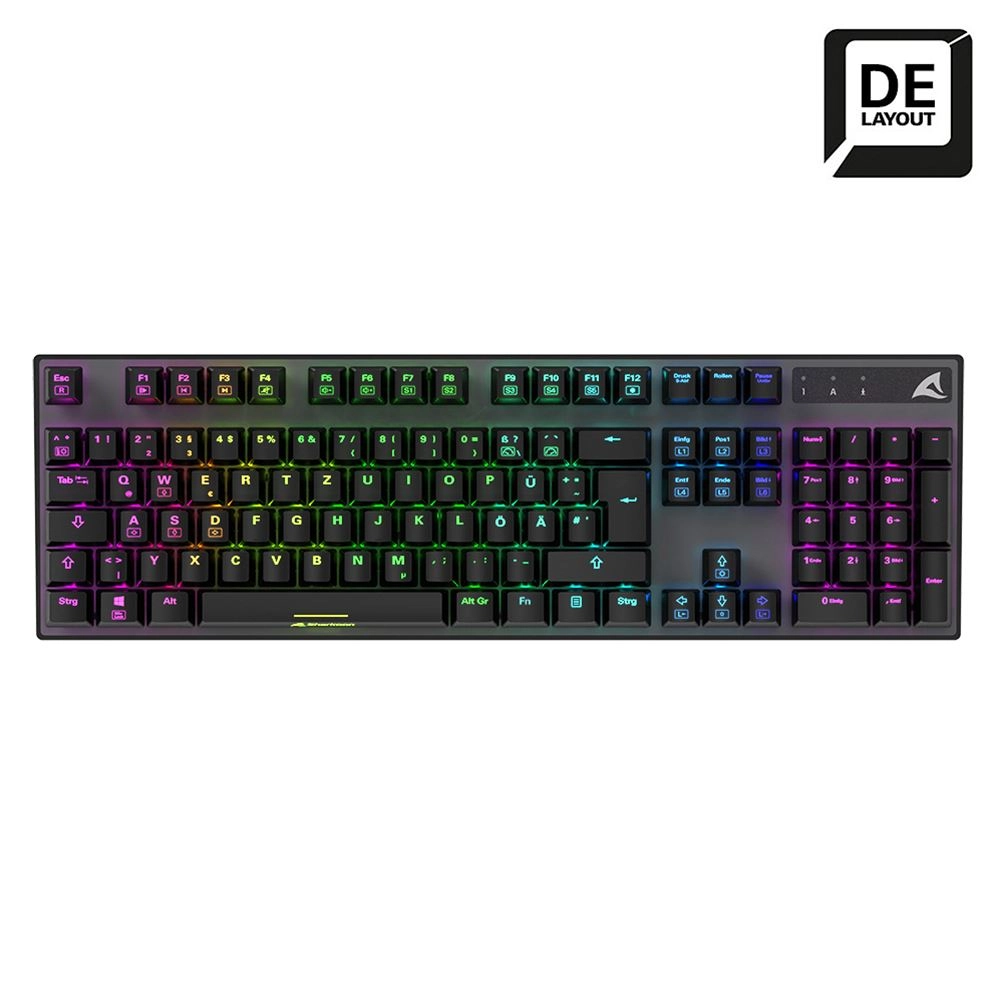 Sharkoon SKILLER SGK20 Red tastatūra Speļu USB QWERTZ Vācu Melns