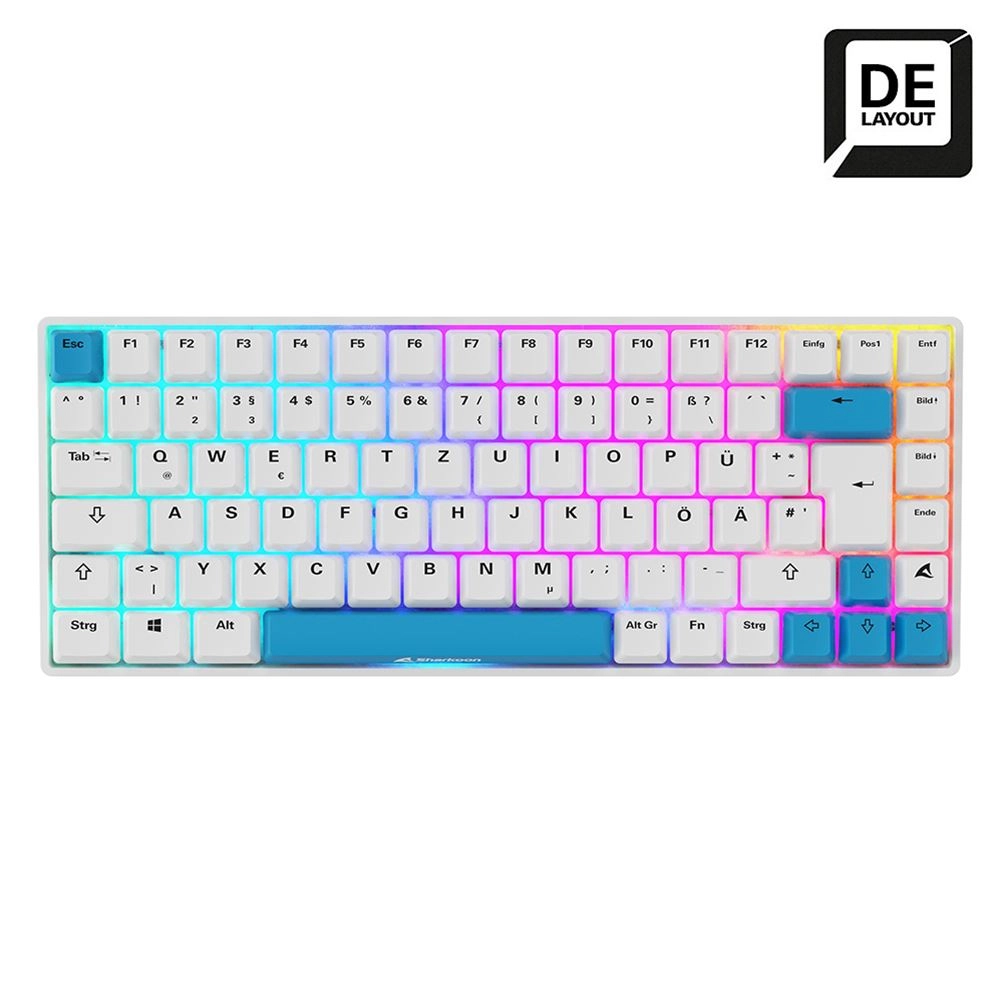Sharkoon SKILLER SGK50 S3 PBT tastatūra Speļu USB QWERTZ Vācu Balts