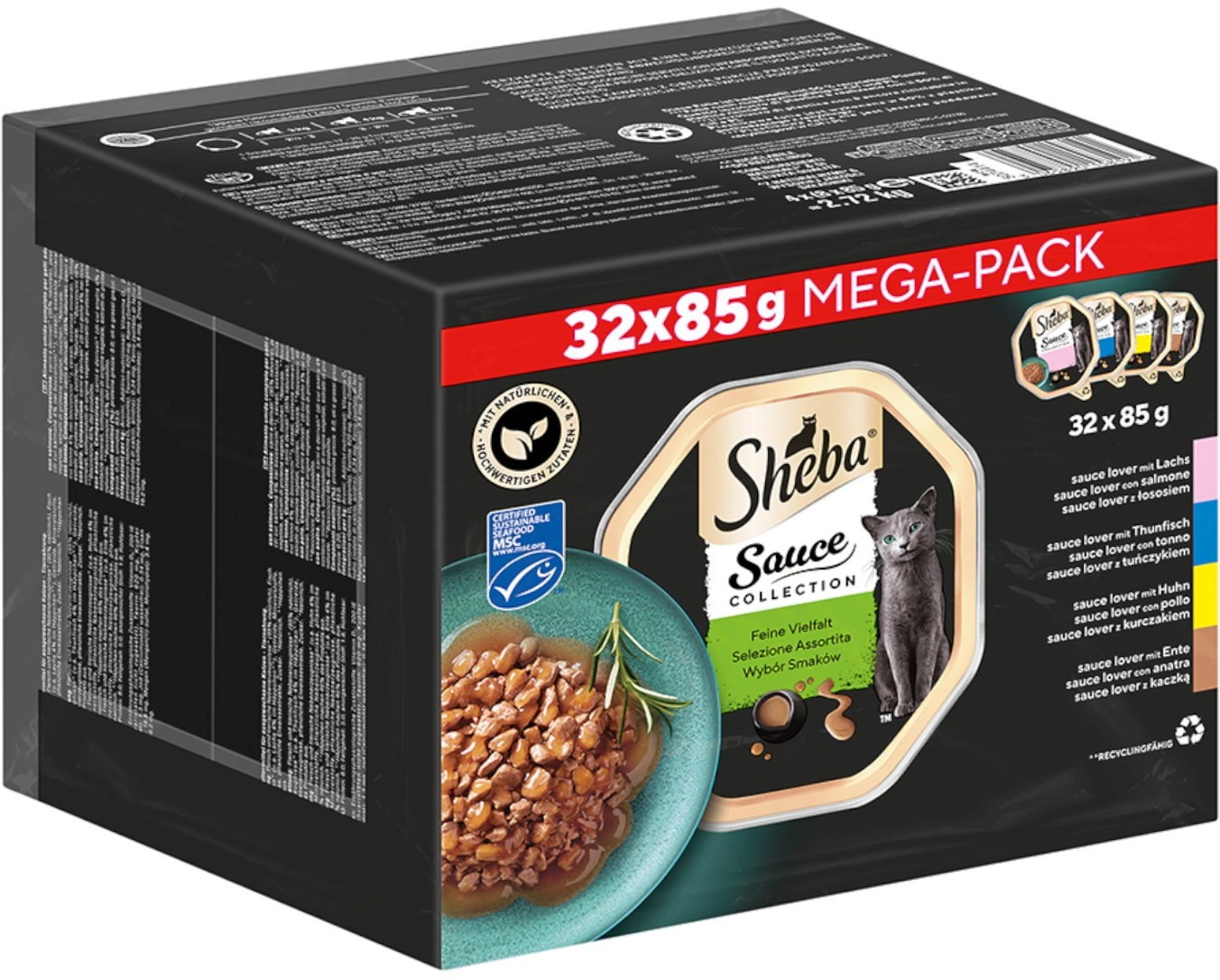 SHEBA Duck/Chicken/Moose/Tuna Sauce Tray 32x85g 16032519