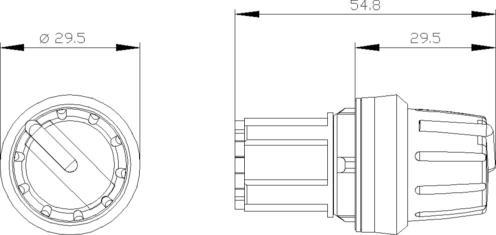 Siemens 4-position switch 22mm rotary knob