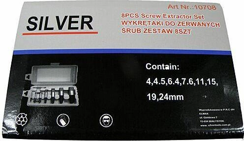 Silver WYKRĘTAKI KPL 8cz./SILVER EX10708