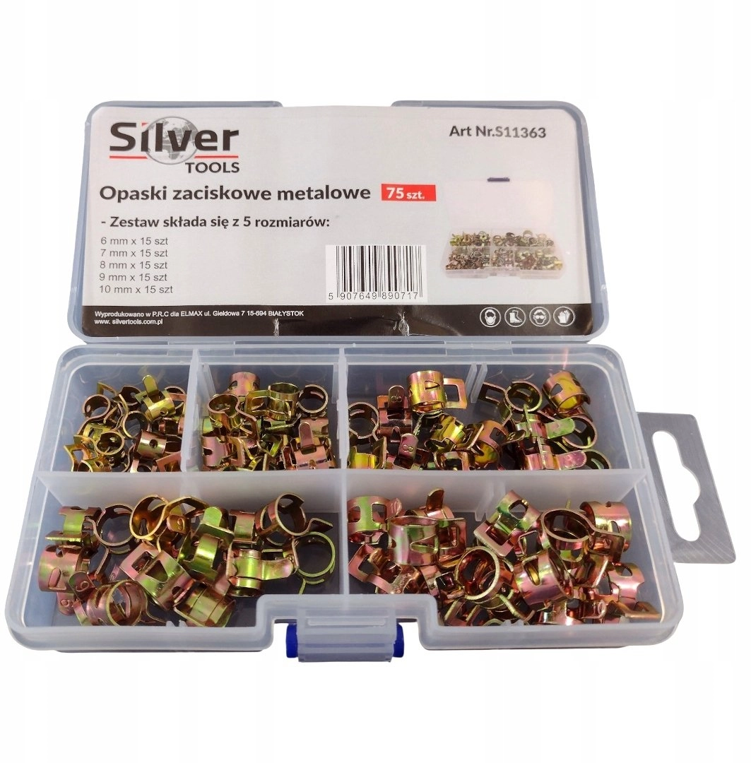 OBEJMY OPASKI METALOWE 75szt. SILVER 11363
