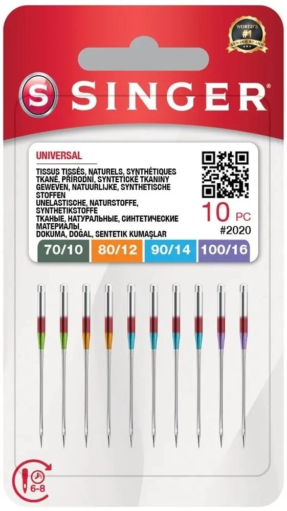 Singer Needle SINGER N2020 -10/70-12/80-14/90-16/100 blister
