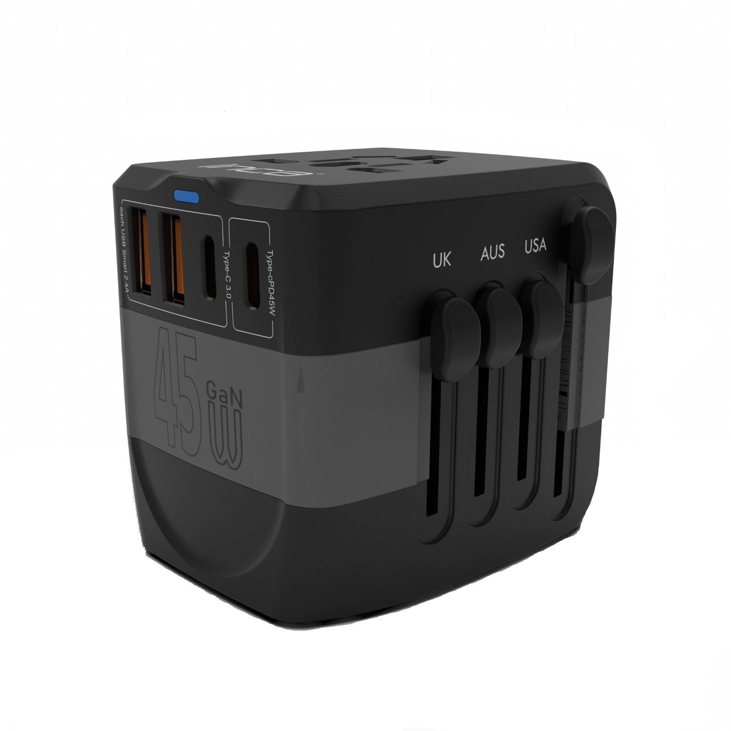 INCA universal travel adapter +USA/EU/UK/AUS black