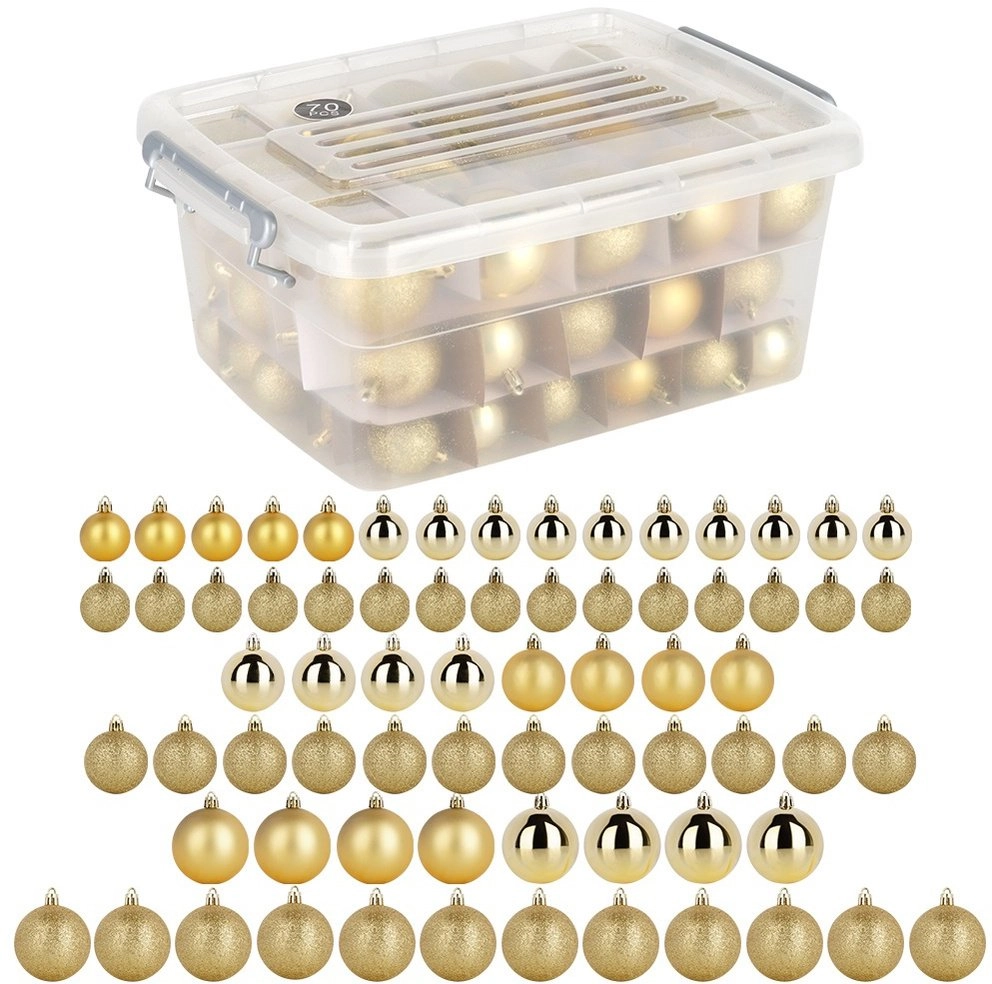 Slowmoose Unbreakable gold Christmas tree baubles