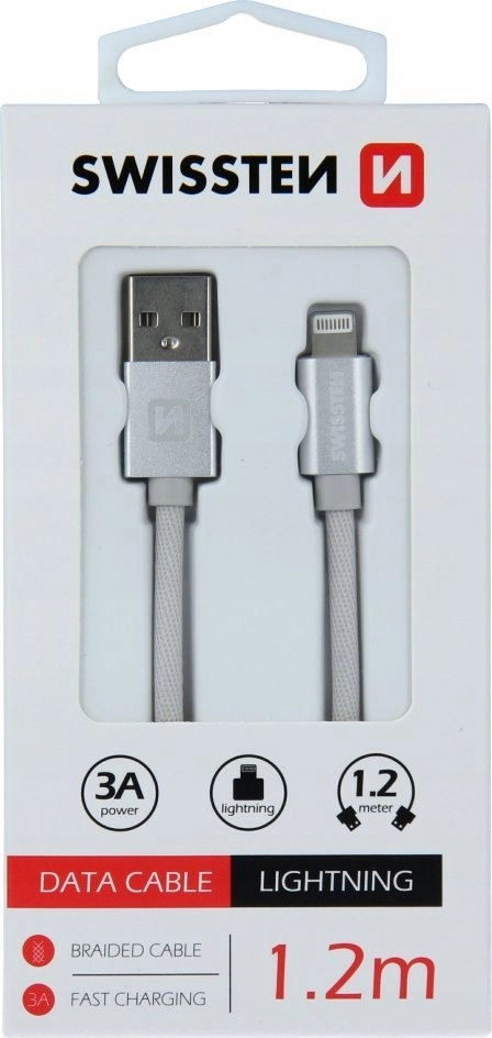 Swissten Textile Fast Charge 3A Lightning