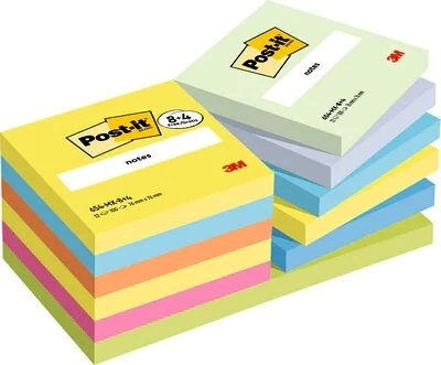 Staples POST-IT® Energetic 76x76mm mix of