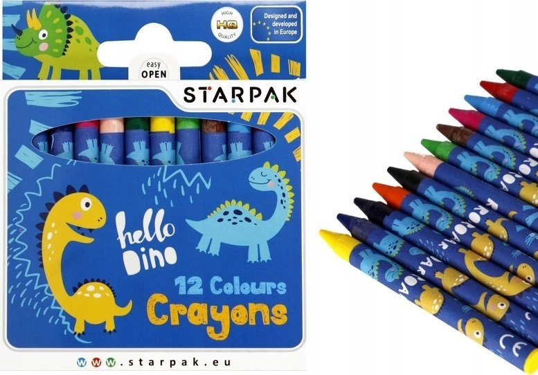 Starpak KREDKI WOSK 12KOL DINO STK