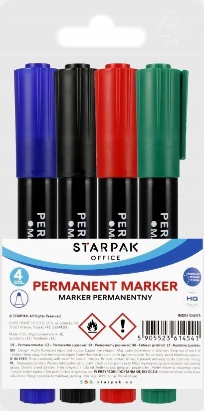 ROUND PERMANENT MARKER 4 COLORS IN
