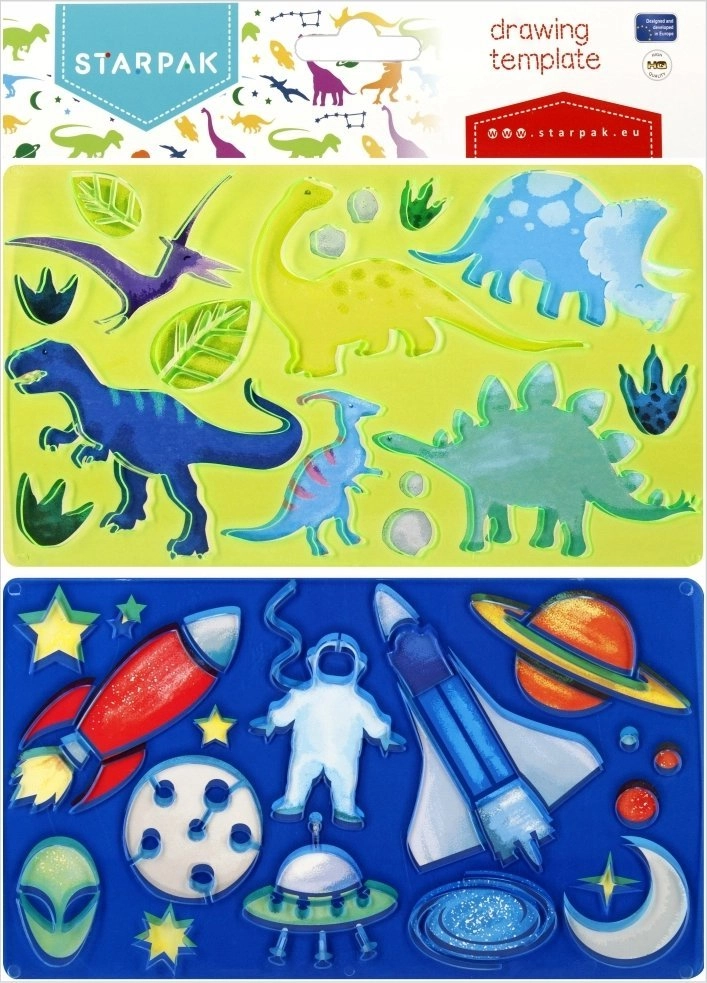 Plastic drawing template - dino space
