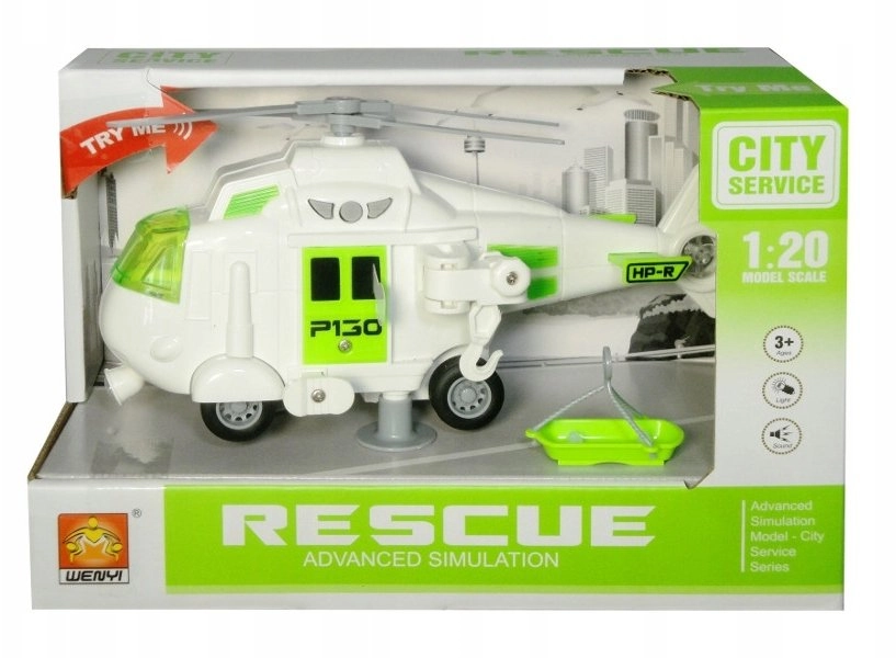 Rescue helicopter with light and sound