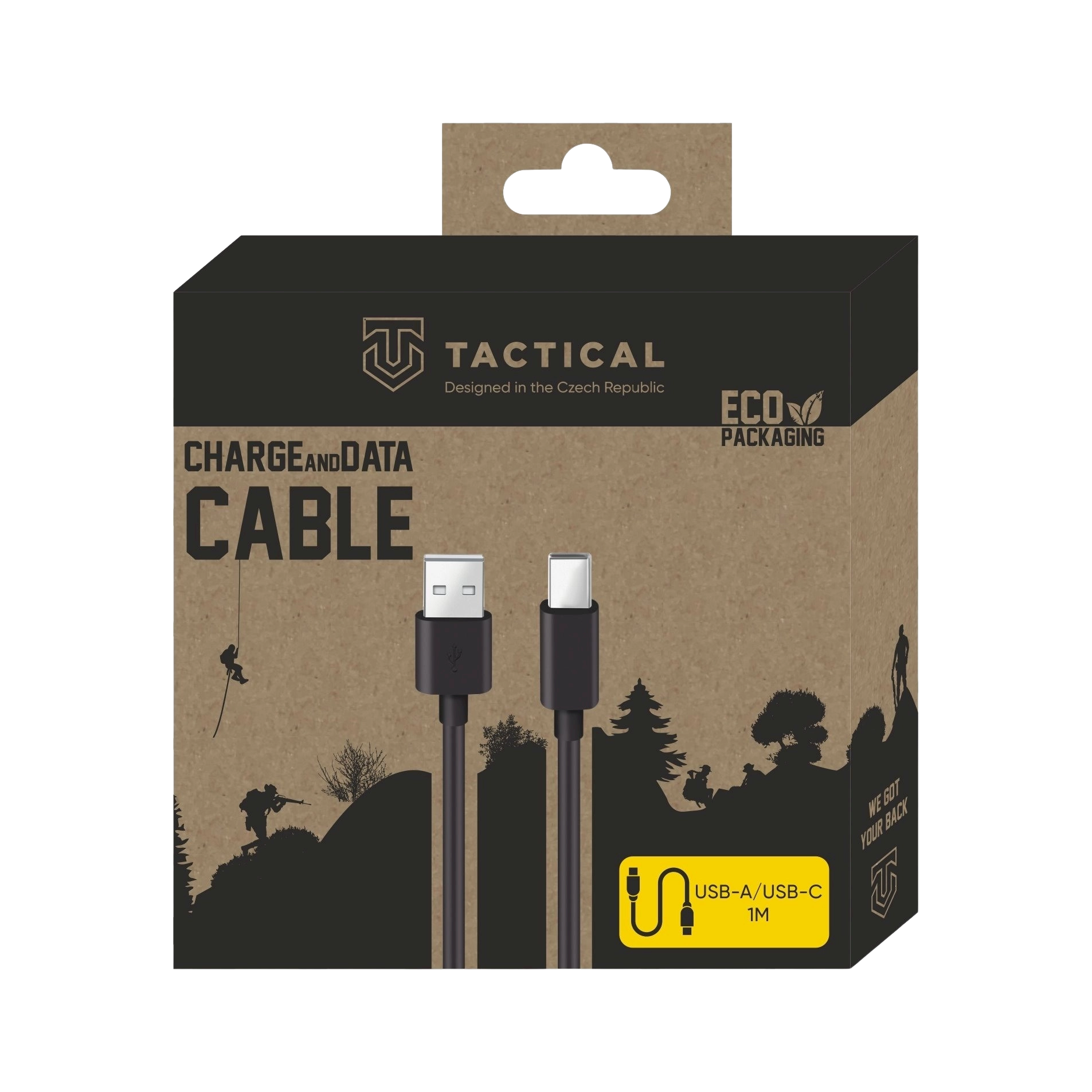 Tactical Smooth Thread Cable USB-A/USB-C 1m