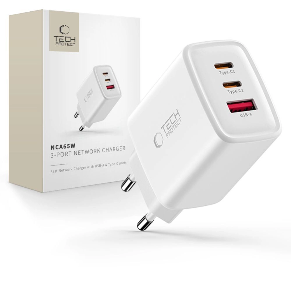TECH-PROTECT NCA65W-GAN 3-PORT NETWORK CHARGER PD