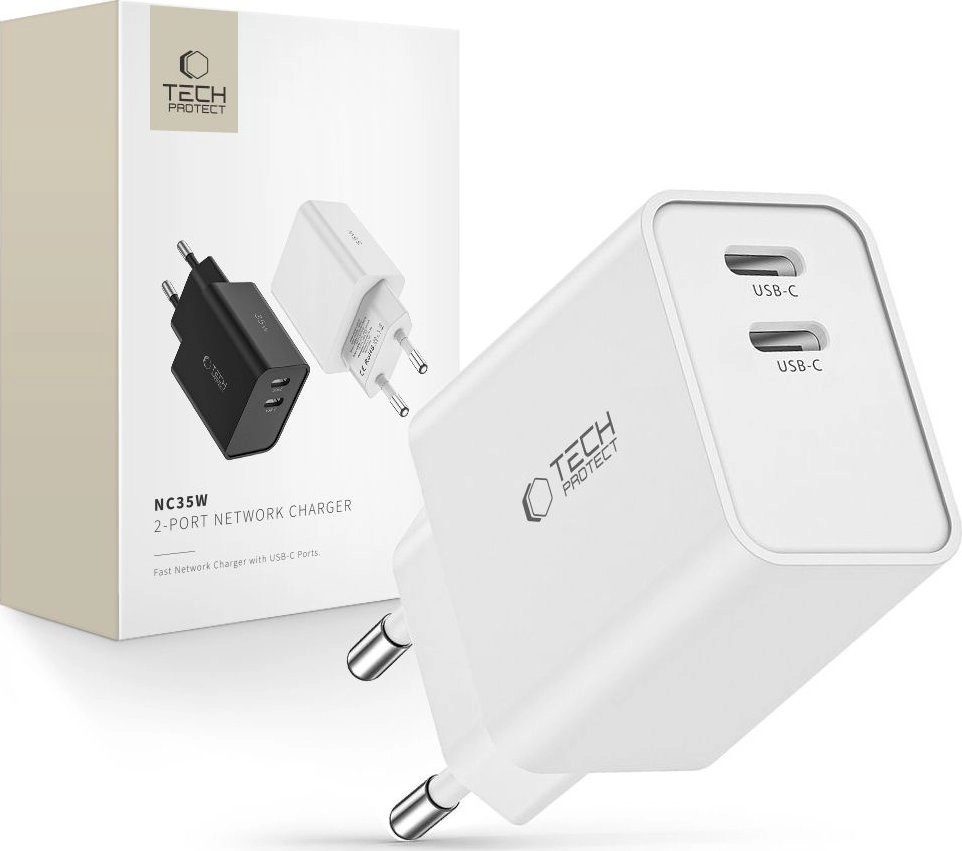 Tech-Protect C35W mains charger 2x USB-C