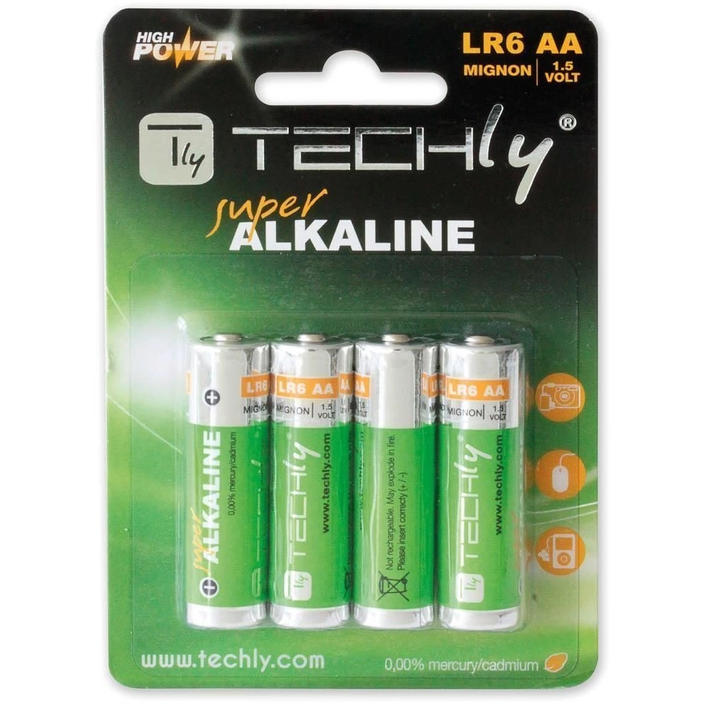 Techly Blister 4 AA Alkaline Batteries