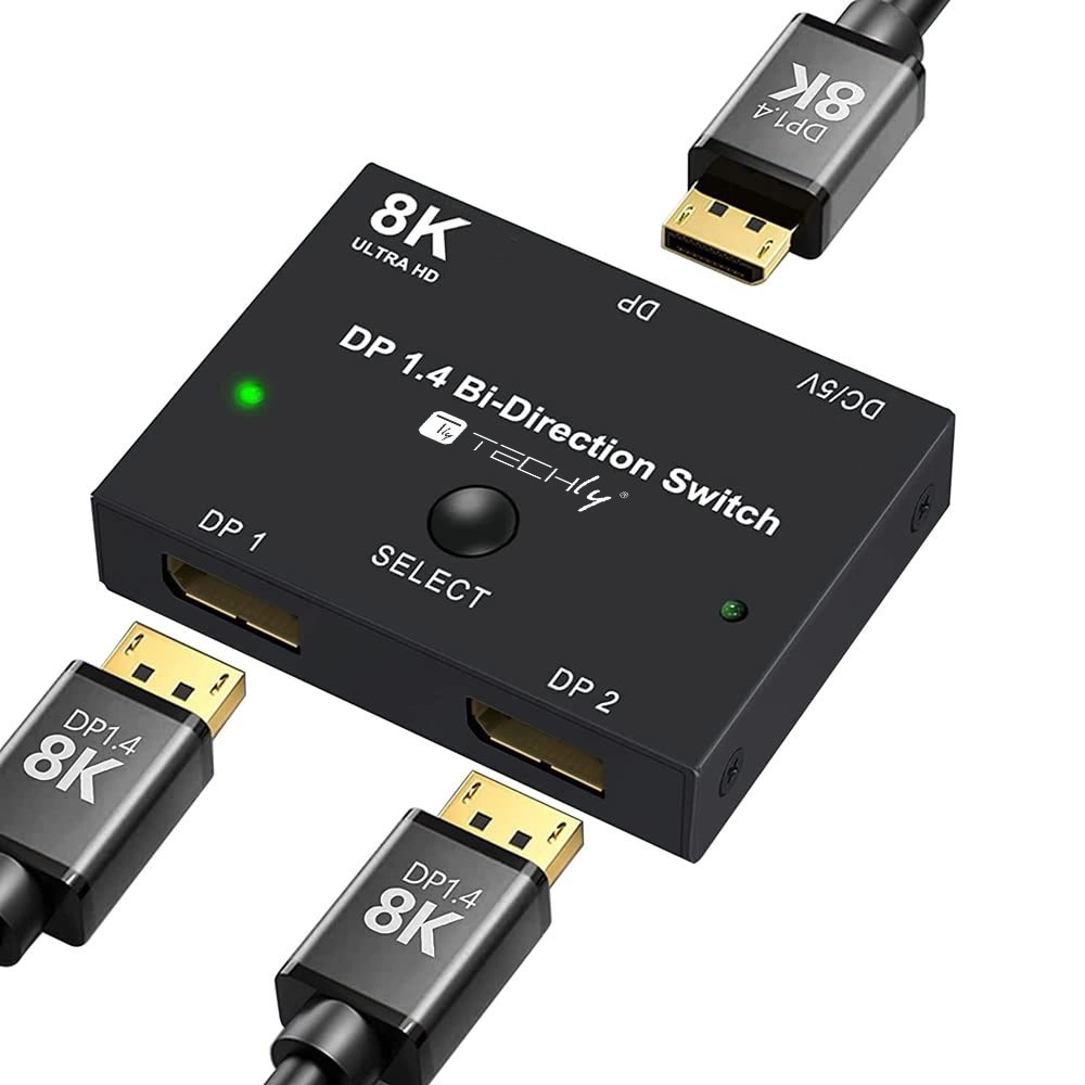 Techly IDATA-DP-2DP-8KT video switch DisplayPort IDATA-DP-2DP-8KT