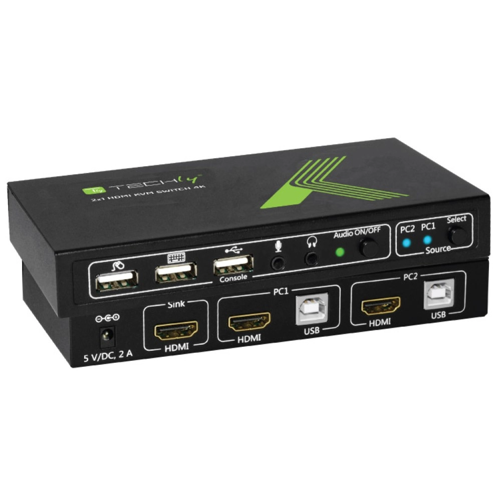 Techly 2x1 USB HDMI 4Kx2K IDATA