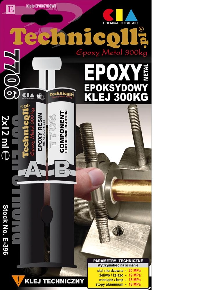 Technicqll Klej epoksydowy metalowy 300kg 2x12ml