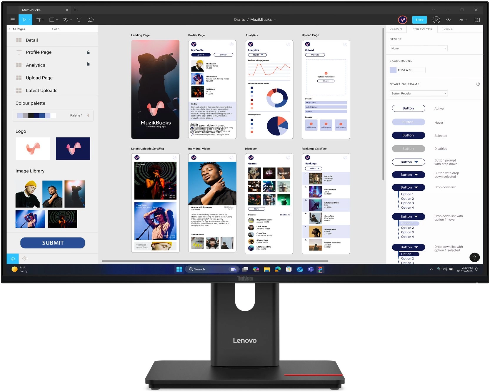 Lenovo ThinkVision T32UD-40 monitori 80 cm (31.5") 3840 x 2160 pikseļi 4K Ultra HD LED Melns