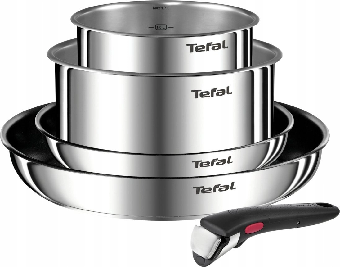 Set of stainless steel pots and