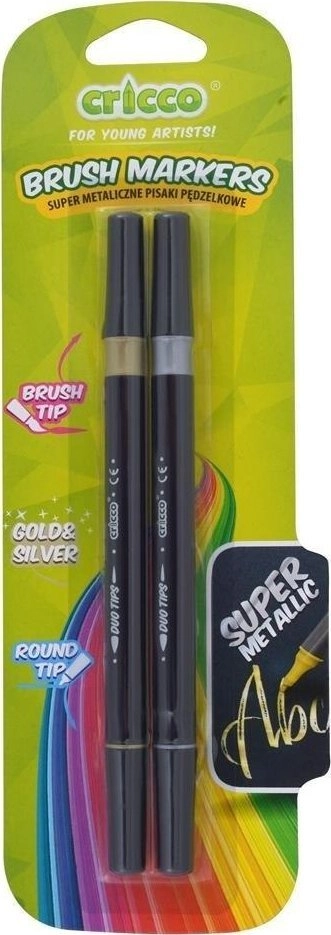 Metallic double-sided brush pens  2 colors