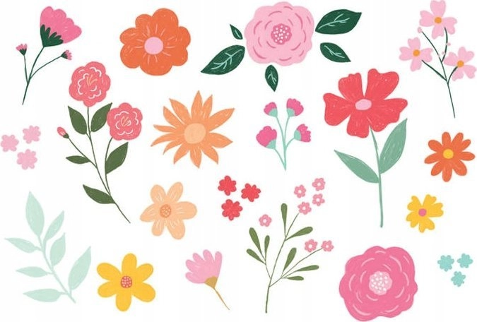 Washable flower tattoos 19 pcs (