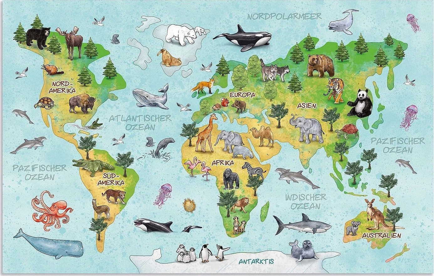 Double-sided desk pad - World Map