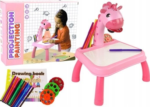 Pink projector table for learning how