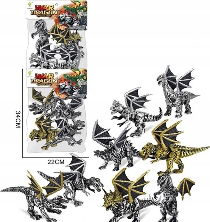 Dinosaur-dragons silver and gold 8 pcs